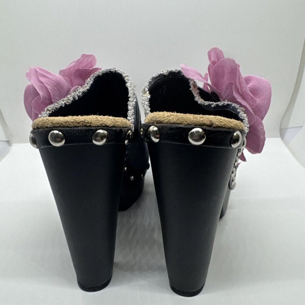 ShoeDazzle Women’s Denim Mule Clogs Pink Flower Platform Heels Studded Size 7 - Picture 8 of 11